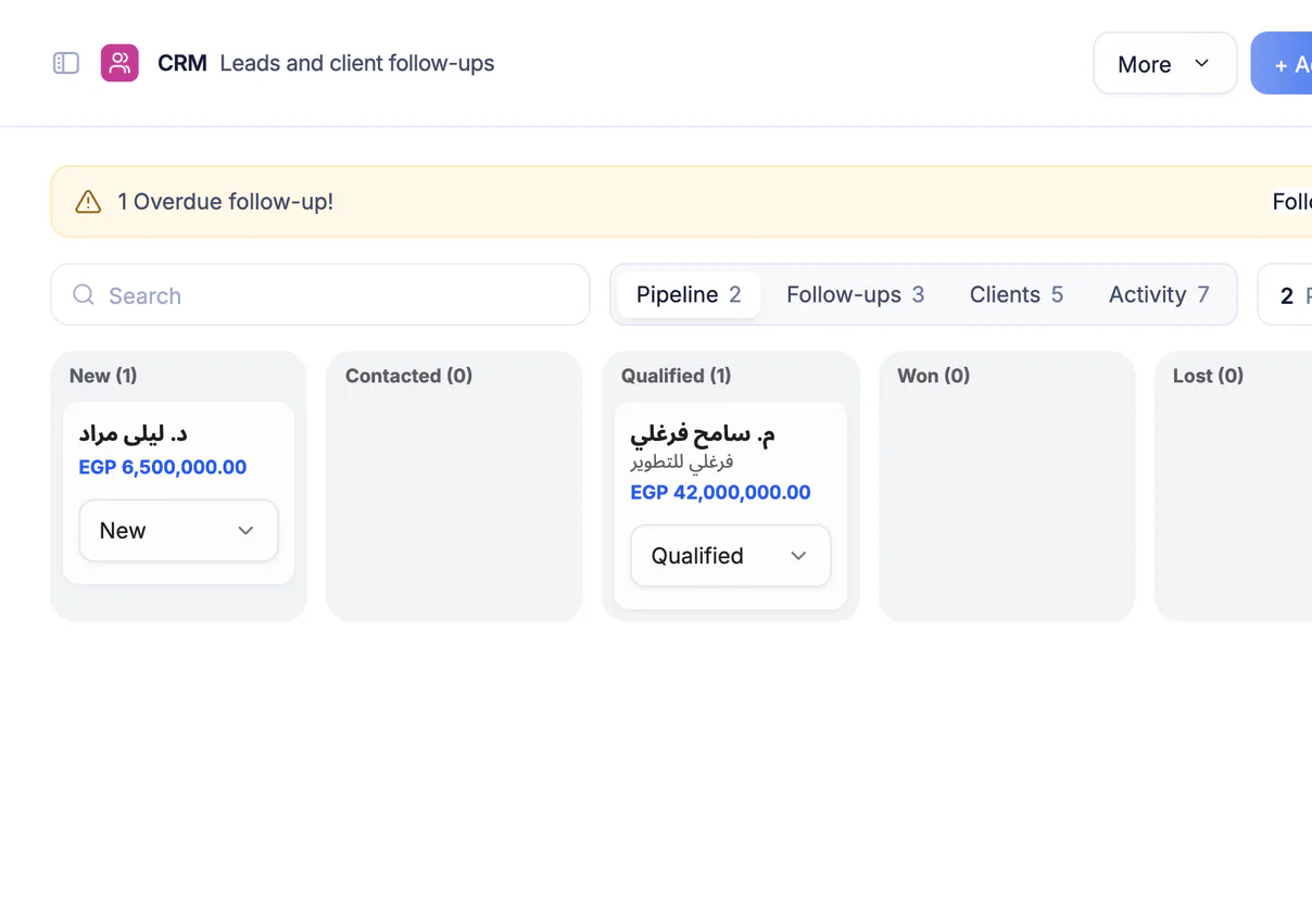 Ta3mir screenshot: the sales pipeline by stage